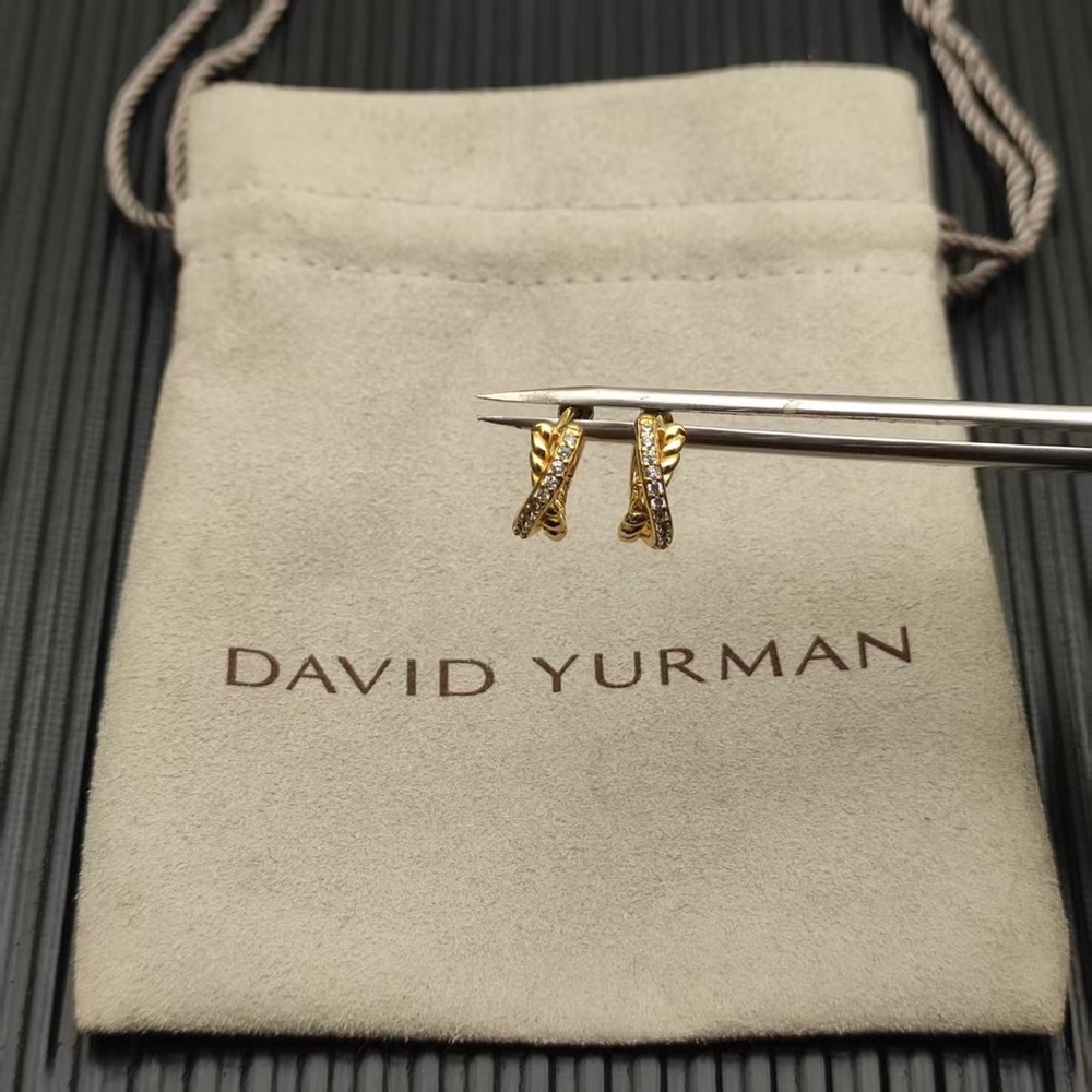 ✨David Yurman Two-Tone Twisted Cable Mini Hoop Earrings - Gold & Silver